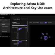 Arista NDR architecture diagram showing sensors, nucleus, AVA, and console components for network detection and response