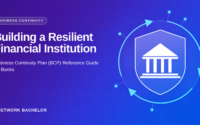 Business Continuity Plan for Banks showing crisis management, disaster recovery, infrastructure resilience, and emergency communication.
